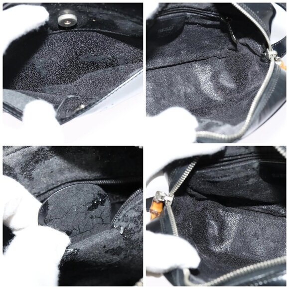 GUCCI Shoulder Bag Patent leather Black Silver Auth ep10410 - Picture 14 of 15